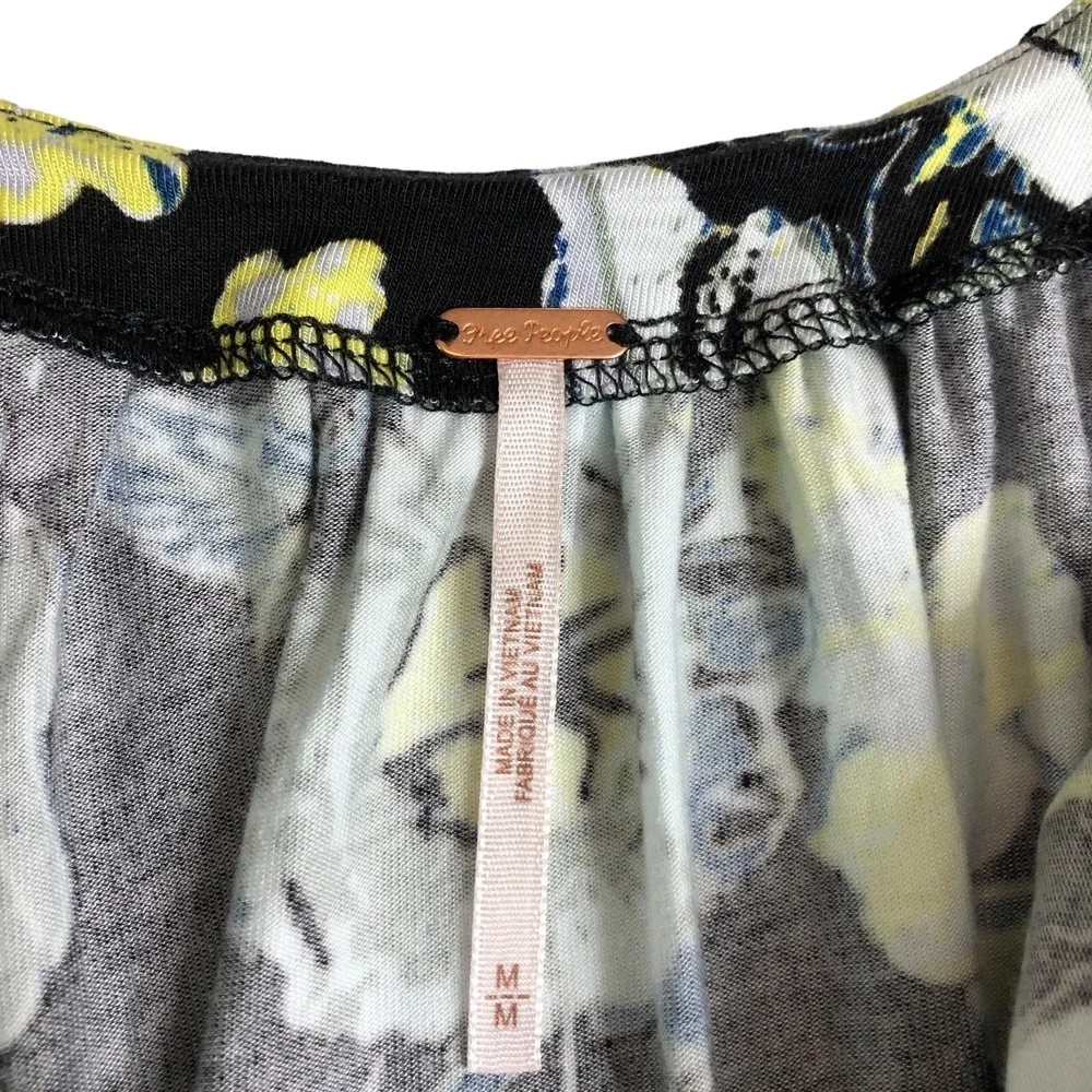 Free People Baja Babe‎ Top Womens M Floral Paisley Tie Stretch Cottage Boho NWT